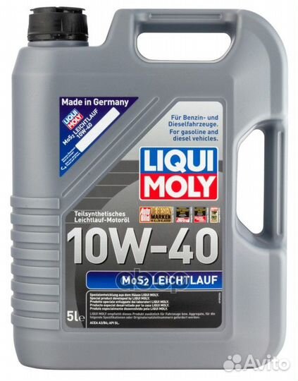 10W-40 MoS2 Leichtlauf, API SL/CF, 5л (полусинт