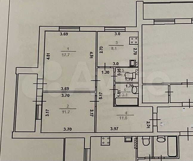 2-к. квартира, 54 м², 1/3 эт.