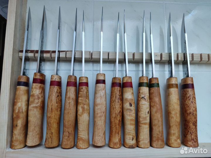 Нож из кованой стали х12мф, карельская берёза