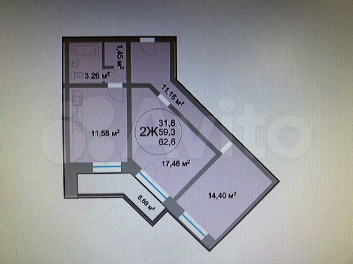 2-к. квартира, 60 м², 7/24 эт.