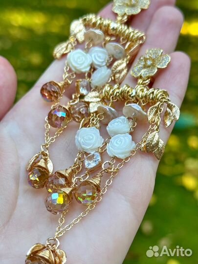 Дизайнерские серьги с жемчугом и перламутром