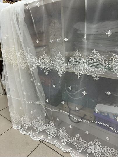 Тюль с вышивкой, однотонные тюли