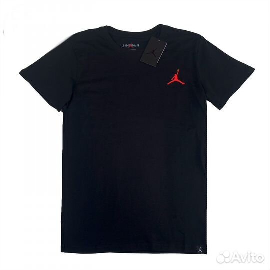 Футболка Nike air Jordan red logo Чёрная