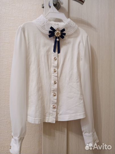 Блузка белая для девочек 128