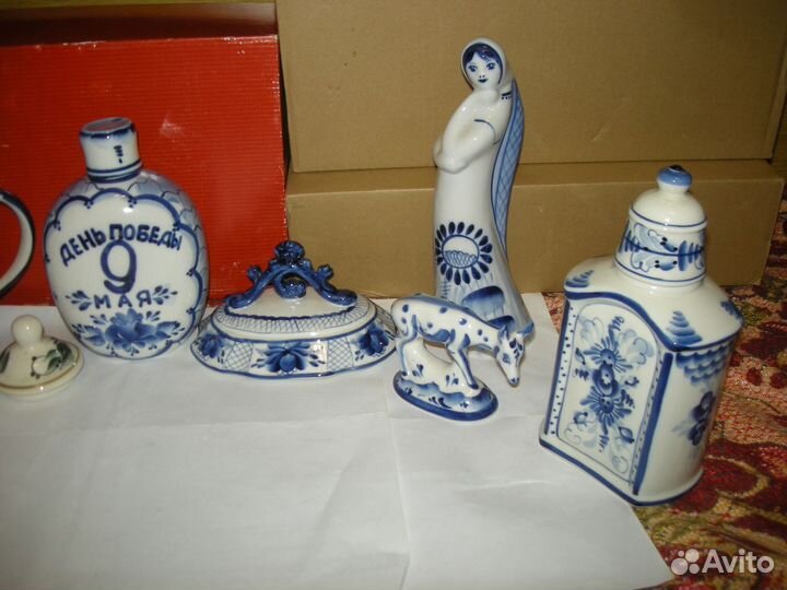 Девушка с косой гжель фляжка 9 мая штоф икорница