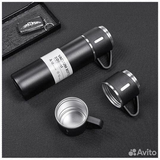 Термос для чая кофе маленький с кружкой