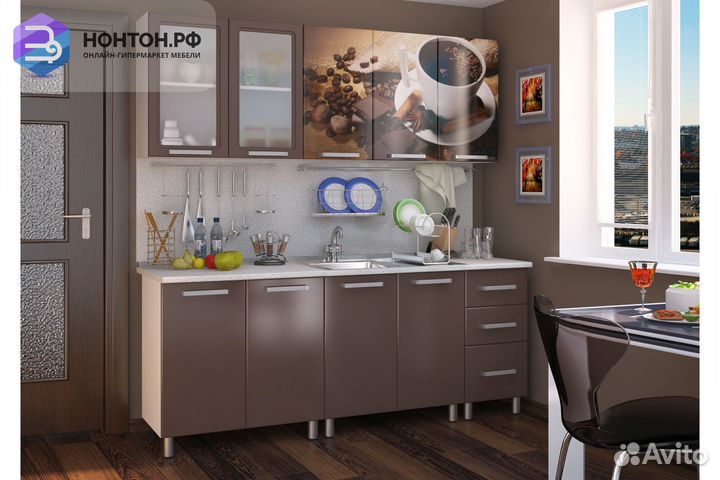 Кухня Люкс с фотопечатью Шоколад 2.0 м