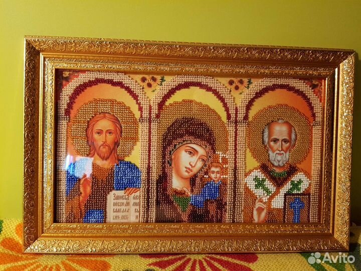 Икона, вышитая бисером. Ручная работа