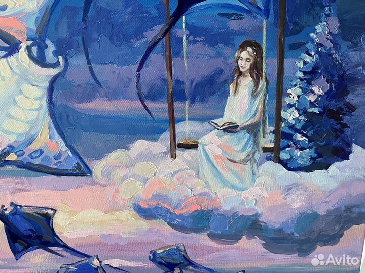 Большая картина с облаками для детской 100*70 см