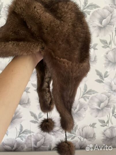 Норковая вязаная шапка женская