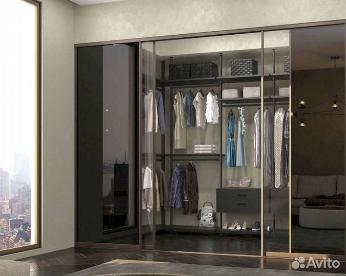 Раздвижная перегородка с матовым стеклом