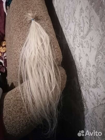 Хвост из натуральных волос блонд