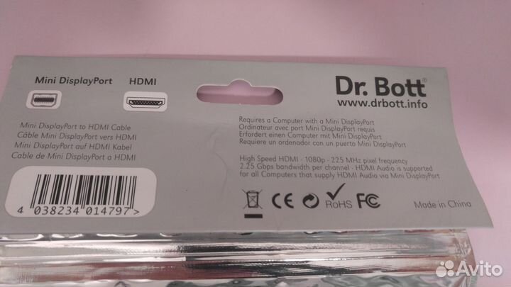 Кабель Dr. Bott Mini DisplayPort - hdmi