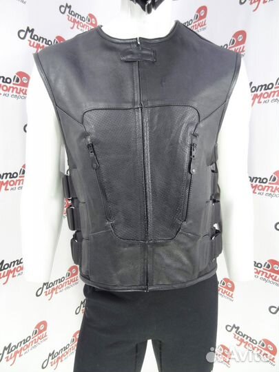Мото Жилет с защитой из кожи