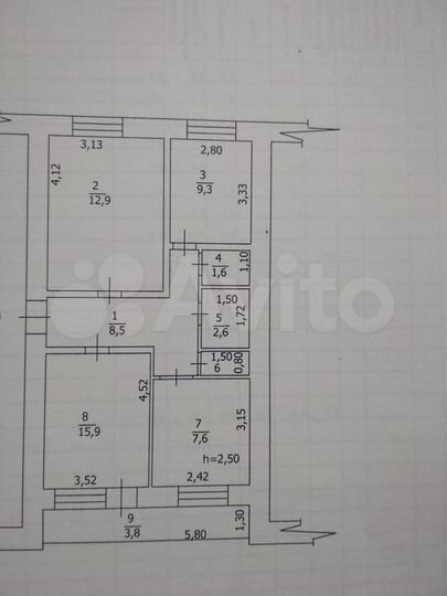Комната 29,8 м² в 3-к., 2/5 эт.