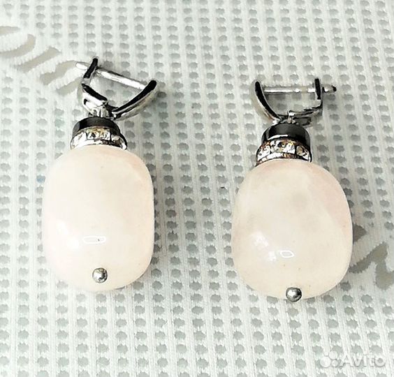 Серьги ювелир.сплав розовый кварц, коралл С517