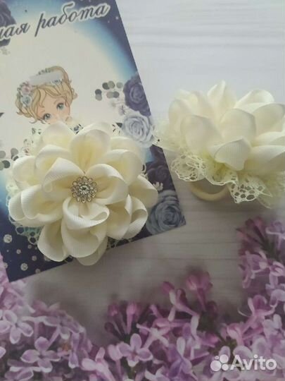 Бантики-цветочки для девочек