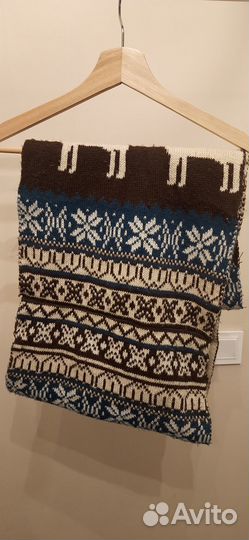 Снуд шарф зимний с оленями вязанный