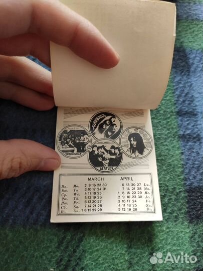 Календарь карманный с музыкальными группами 1981