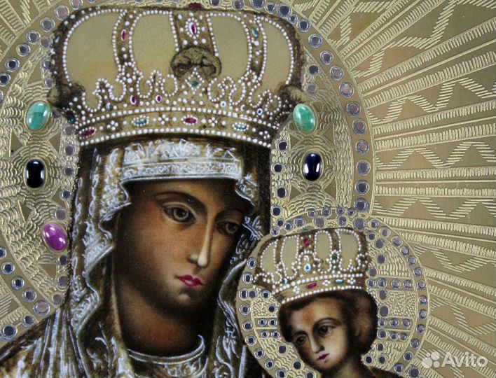 Золотая Богородица с младенцем Черниговская икона