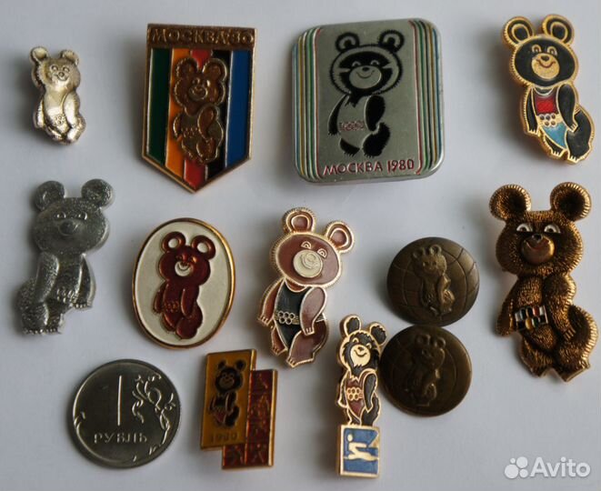 Олимпийские мишки,Олимпиада 80 и Наборы значков