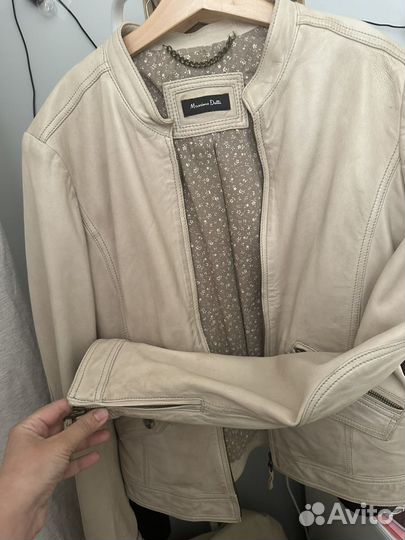 Кожаный пиджак massimo dutti s