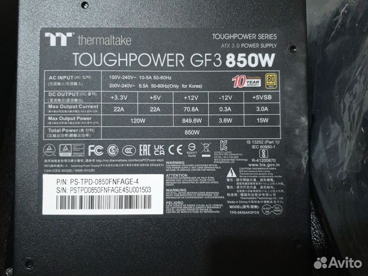 Блок питания Termaltake Toughpower CF3 850w