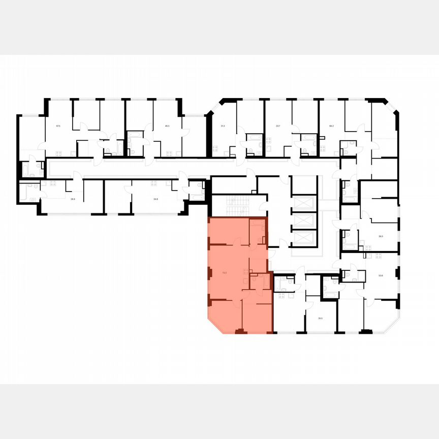 3-к. квартира, 73,3 м², 2/23 эт.