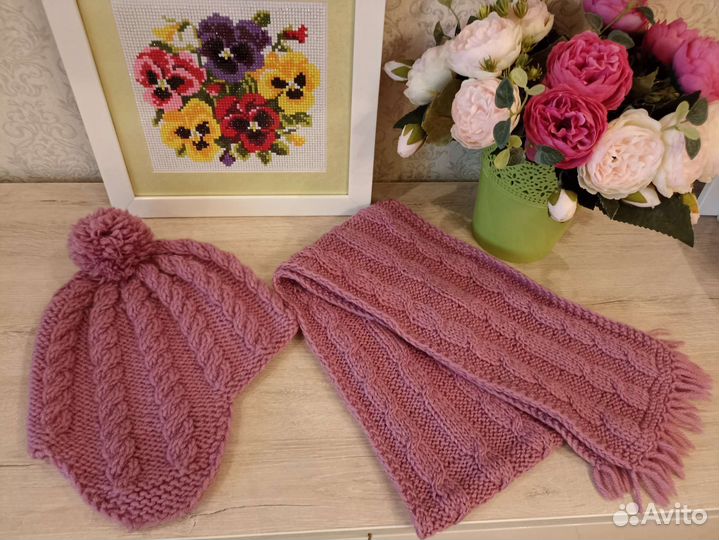 Шапка и шарф ручной работы