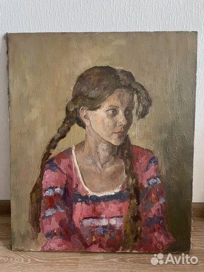 Картина масло на холсте «студентка» 1960е