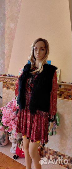 Жилет вязанный мех и мех ламы 42/44 Marc Aurel