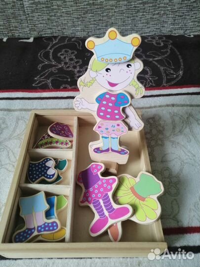 Деревянная кукла с одеждой, магнитная игра, пазл