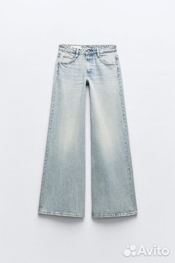 Джинсы zara mid-rise trf palazzo jeans