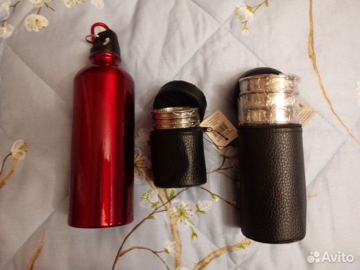 Стаканчики из нержавеющей стали в кожаном чехле