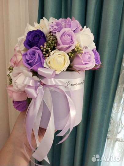 Букет из мыла 55 цветов в коробке