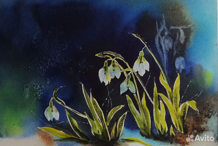 Картина акварель цветы