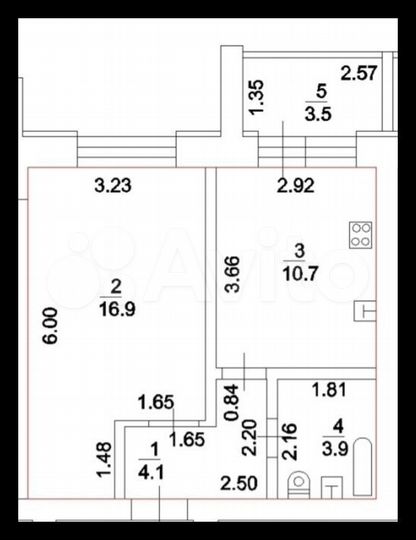 1-к. квартира, 35,6 м², 4/6 эт.