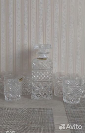 Штоф хрустальный и 6 стаканов Bohemia
