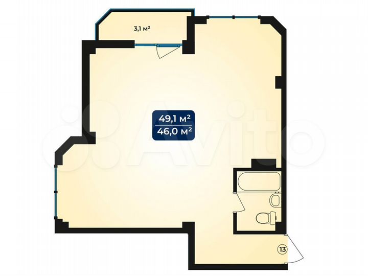 2-к. квартира, 49,1 м², 5/11 эт.