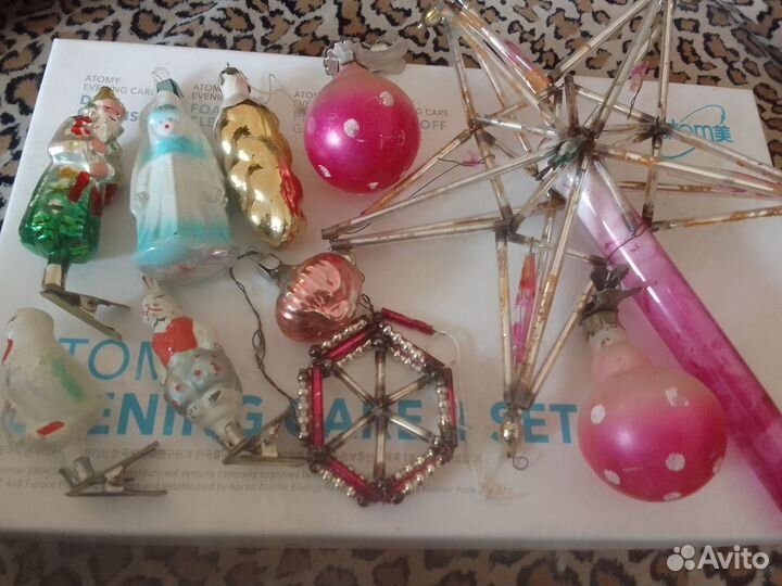 Старые ёлочные игрушки на прешепке, годов 60-70