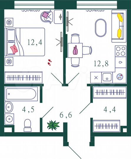 1-к. квартира, 43,9 м², 5/9 эт.