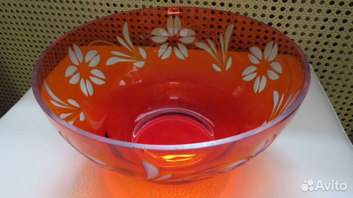 Ваза / Салатник из красного стекла СССР