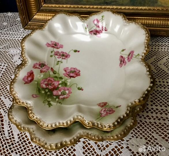 Антикварный набор «Маки».8 предметов. Франция