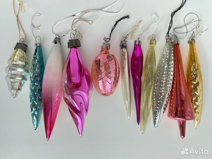 Елочные сосульки рыбки игрушки, новогодние 60е