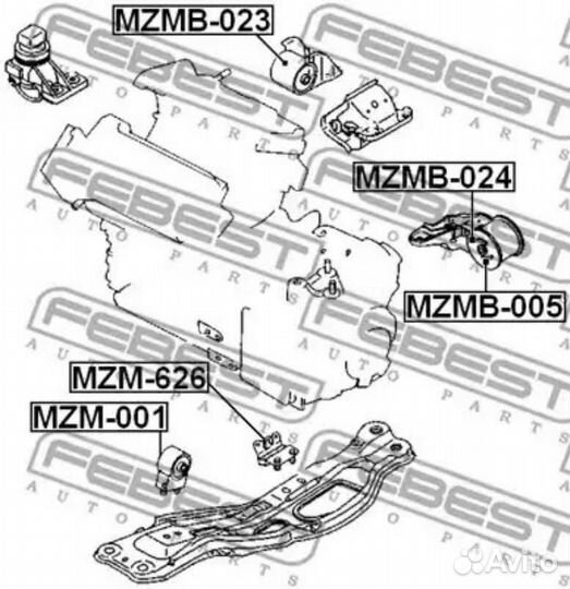 Febest mzmb-023 Сайлентблок подушки двигателя AT п