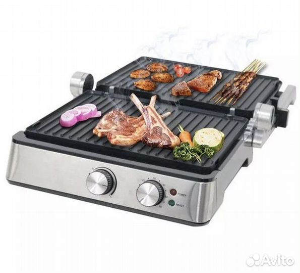 Электрогриль вафельница 2в1 новая