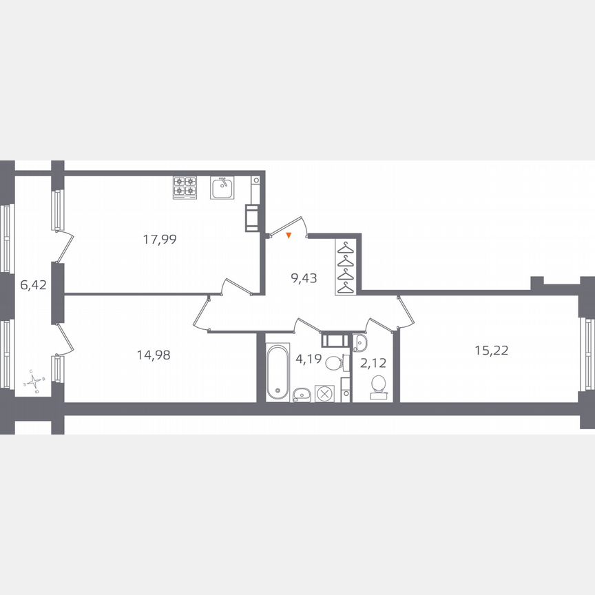 2-к. квартира, 67,1 м², 7/17 эт.