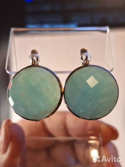 Серьги и кольцо с амазонитом
