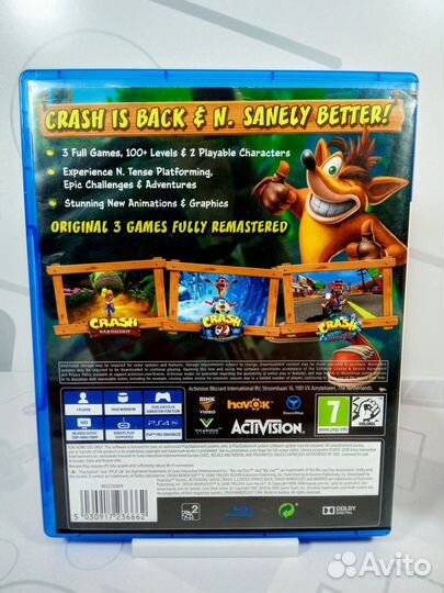 Диск для PS4 Crash Bandicoot N-Sane Trilogy б/у