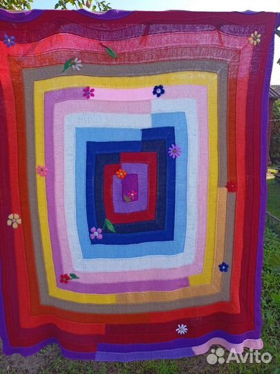 Плед покрывало вязаный спицами